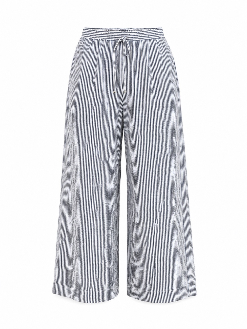 Max Studio London - Striped Wide-Leg Drawstring Pants - Large